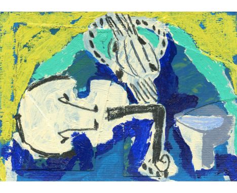 
	
		Rosa Roberts
		3 Objects on a Table, 2021
		Mixed Media on Paper
		Signed on verso
		10 x 15cm (3¾ x 5¾ in.)
		
		b. Nor