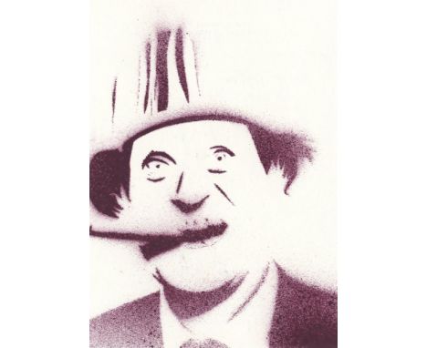 
	
		Pure Evil
		Tommy Cooper, 2021
		Stencil on Paper
		Signed on verso
		15 x 10cm (5¾ x 3¾ in.)
		
		Pure Evil (British, b