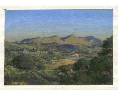 
	
		Martin Greenland
		Cordoba of the Mind (Sunrise), 2021
		Oil on Paper
		Signed on verso
		10 x 15cm (3¾ x 5¾ in.)
		ABOU