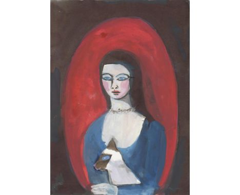 Daisy Clarke Woman with Siamese Cat, 2021 Gouache, Silverleaf on Paper Signed on verso 15 x 10cm (5¾ x 3¾ in.)
Daisy Clarke i