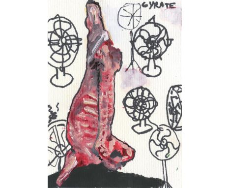 
	
		Maïa Régis
		Carne e Ventilatori, 2021
		Acrylic and Marker on Paper
		Signed on verso
		15 x 10cm (5¾ x 3¾ in.)
		
		Ar