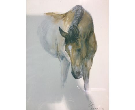  Study of a Horse. Print. Signed bottom right corner. Numbered 161/250. Dated 1994. W:43cm x H:55.5cm (frame)W:28cm x H:39cm 
