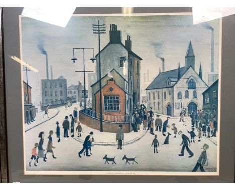 LOWRY, L.S 1887-1976. A street in Clitheroe framed print. Print size W:67cm x H:55cm. Frame size W:84cm x H:71cm