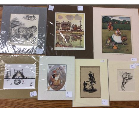 Heath Robinson colour print with a selection of others. W:18cm x H:25cm