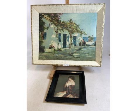 A large framed print entitled Blue Shutters by Anthony Thieme W:72cm x D:7cm x H:61cm Framed dimensions together with an earl