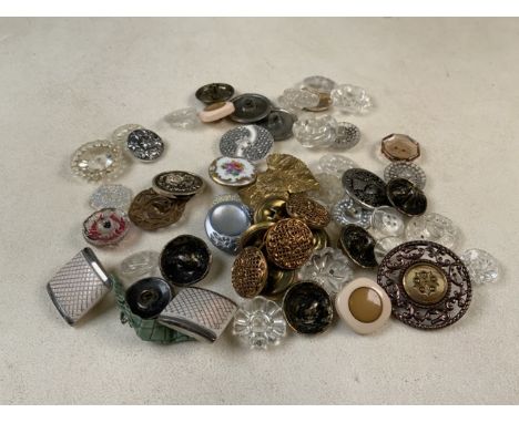 A 19th century Meissen button a cloisonn' button and others.