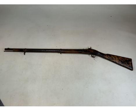 A decorative brown bess style percussion rifle. 128cm