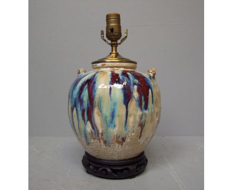 Chinese porcelain bulbous jar now as a lamp 