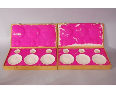 A set of six C18th/19th Chinese ivory cups and saucers, 10.3cm diam, box. 