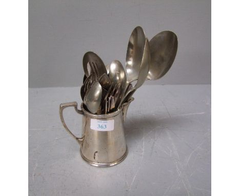 Mappin &amp; Webb silver plated GWR 10oz milk jug, 6 silver plated teaspoons &amp; qty of other plated cutlery 