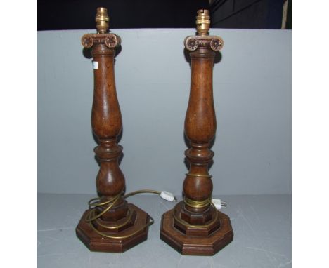 Pair large wooden lamp bases 