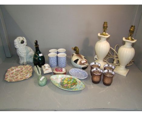 Quantity of china and glass and lamp bases 