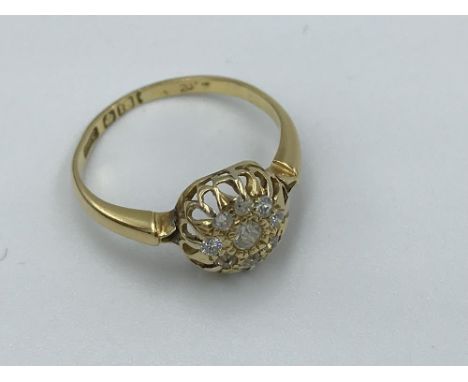 Antique gold &amp; old cut diamond ring 2.5g 