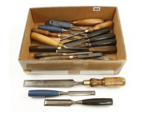 17 mostly bevel edge chisels and a 5/8" mortice lock chisel G