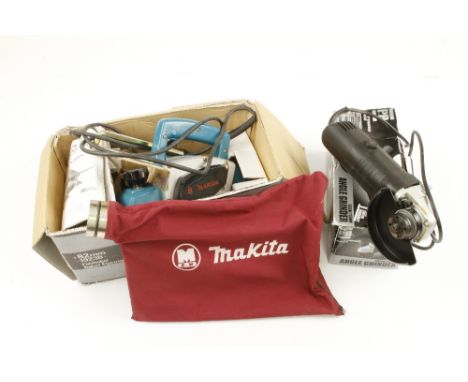 A MAKITA No 1923B planer and a POWERBASE 4" angle grinder all little used in orig boxes PAT tested G++