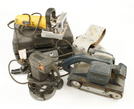 A sander, a biscuit jointer and a router 