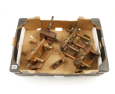 Two ploughs by PRESTON &amp; MOSELEY, a sash fillister , router and miniature block plane G