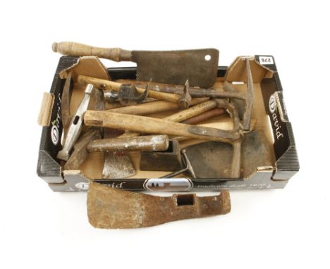 Ten hammers and an axe and two adze heads G