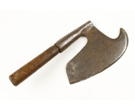 An unusually small 18c Austrian R/H side axe with makers mark and 10" edge G 
