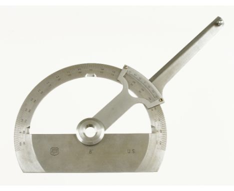 An 8" protractor gauge by the UNION INSTRUMENT CORPORATION N.J. in lined and fitted case F