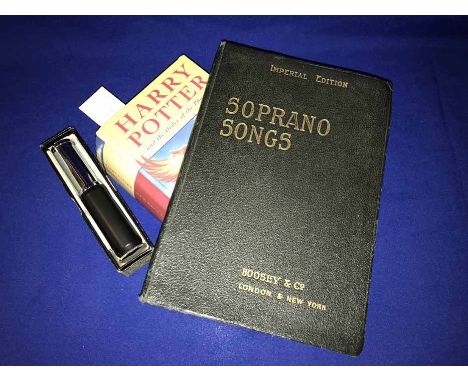 HARRY POTTER ORDER OF THE PHOENIX FIRST EDITION BOOKalong with Soprano Songs Boosey & Co book and a Otis Calculator in box (3