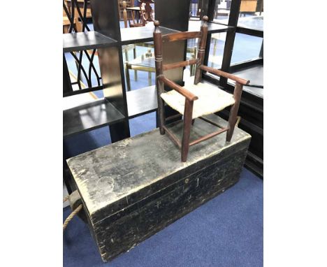 VINTAGE TOOL CHEST containing tools and planes; along with a child's chair (2) 
