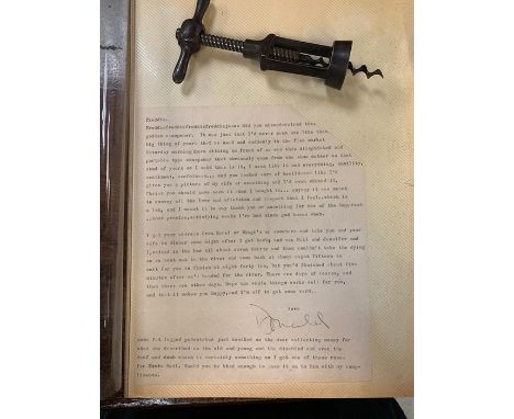 A vintage corkscrew given to Cinematographer Freddie Francis by Donald Sutherland to mark his first appearance in film along 