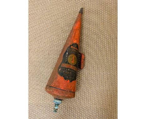 A Vintage fire extinguisher by Minimax in a horn shape wall hanging (length 70cm) 