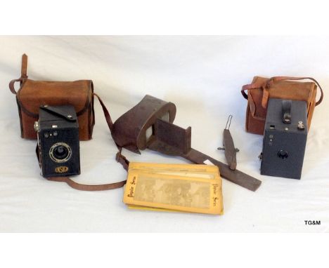 Studio Viewer and pictures and a Kodak 120 cameras and Ensign box camera