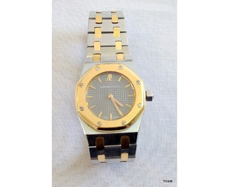 A ladies steel and gold Audermans Piguet Royal Oak quartz watch