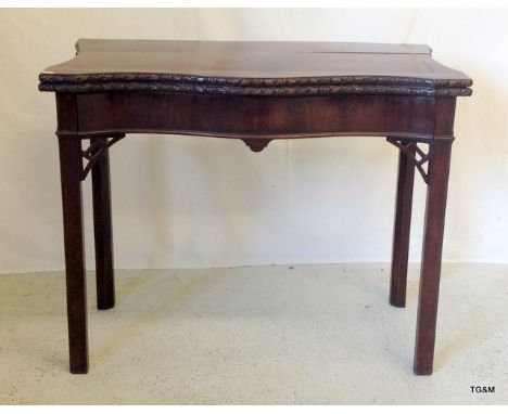 A mahogany Chippendale style card table 74 x 92 x 45 (shut)