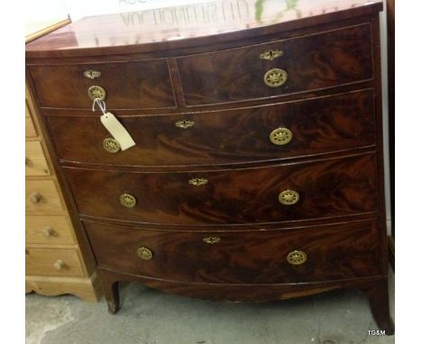 A 2/3 mahogany bow fronted chest of drawers