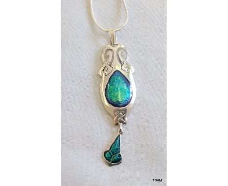 A silver and enamel Art Nouveau style necklace