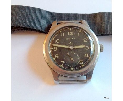A Military Cyma W.W.W Wristwatch back marked P20866 25866 with broad arrow, working 