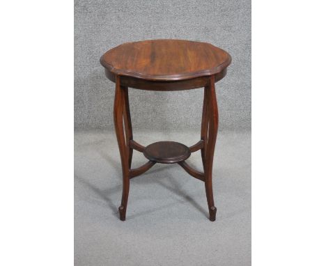 A late 19th century walnut occasional table on cabriole supports united by undertier. H.72 W.59 D.59 cm 