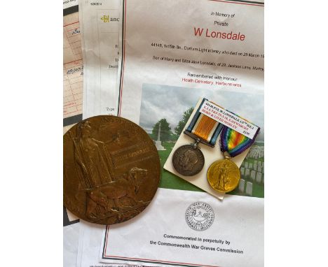 A FIRST WORLD WAR PAIR AND MEMORIAL PLAQUE TO THE DURHAM LIGHT INFANTRY. A Great War Pair comprising War Medal and Victory Me