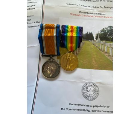 A FIRST WORLD WAR CASUALTY PAIR TO THE SUFFOLK REGIMENT. A Great War Pair comprising War Medal and Victory Medal named to 408