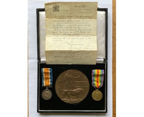 A FIRST WORLD WAR PAIR AND MEMORIAL PLAQUE TO THE ROYAL GARRISON ARTILLERY. A Great War pair comprising War Medal and Victory