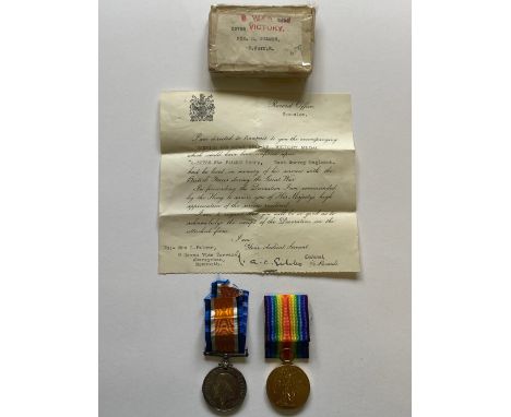 A FIRST WORLD WAR CASUALTY PAIR TO THE EAST SURREY REGIMENT. A Great War Pair comprising War Meal and Victory Medal named to 