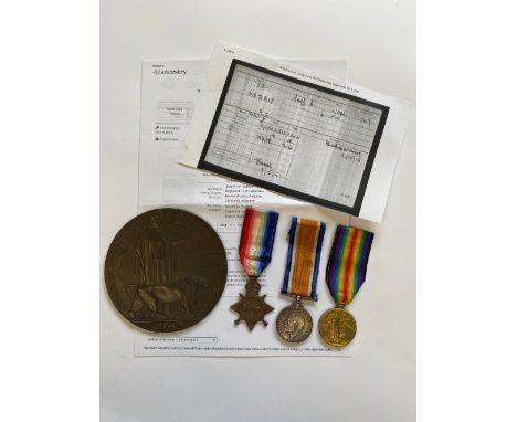 A FIRST WORLD WAR TRIO AND PLAQUE TO THE SUFFOLK REGIMENT. A Great War trio comprising 1914-15 Star named to 16547 L. Cpl R.G