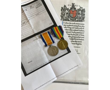 A FIRST WORLD WAR CASUALTY PAIR TO THE LOYAL NORTH LANCASHIRE REGIMENT. A Great War Pair comprising War Medal and Victory med