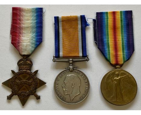 A FIRST WORLD WAR TRIO TO THE EAST LANCASHIRE REGIMENT. A Great War trio comprising 1914-15 Star named to 19720 Pte J. Bulloc