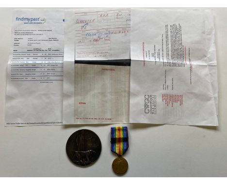 A FIRST WORLD WAR CASUALTY VICTORY MEDAL TO THE ARTILLERY. A Great War Victory Medal named to 1040 GNR S.E. SLAUGHTER R.A. Sy