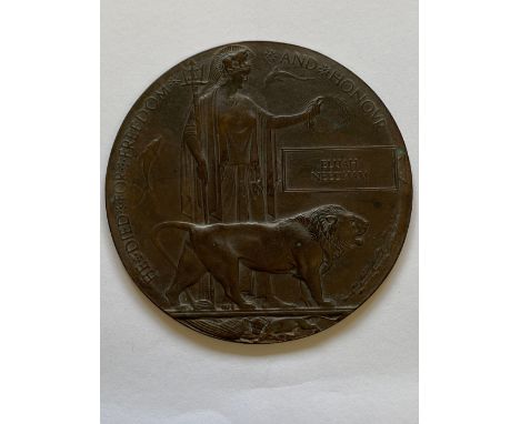 A FIRST WORLD WAR MEMORIAL PLAQUE TO THE LINCOLNSHIRE REGIMENT. A Great War Memorial plaque named to Elijah Needham. Private 