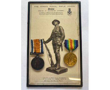 A FIRST WORLD WAR CASUALTY PAIR TO THE KINGS ROYAL RIFLE CORPS. A Great War Pair comprising War Medal and Victory Medal named