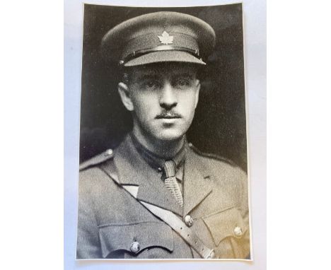 A FIRST WORLD WAR TRIO, MEMORIAL PLAQUE AND EXTENSIVE DOCUMENTATION TO AN OFFICER IN THE CANADIAN INFANTRY. A Great War Trio 