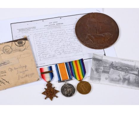 A FIRST WORLD WAR TRIO AND PLAQUE TO THE BLACK WATCH (ROYAL HIGHLANDERS). A Great War trio comprising a 1914 Star with 5th Au