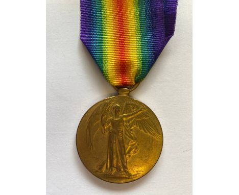 A FIRST WORLD WAR CASUALTY VICTORY MEDAL TO THE HAMPSHIRE REGIMENT. A Victory Medal named to 42694 Pte J.R. Daunter Hamps R. 