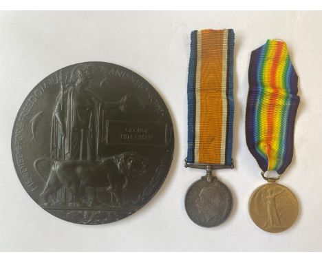 A FIRST WORLD WAR PAIR AND MEMORIAL PLAQUE TO KING'S OWN YORKSHIRE LIGHT INFANTRY. A Great War pair comprising War Medal and 