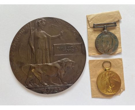A FIRST WORLD WAR PAIR AND MEMORIAL PLAQUE TO THE EAST SURREY REGIMENT. A Great War pair comprising War Medal and Victory Med